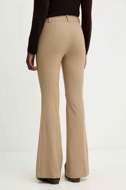 Luisa Spagnoli spodnie z wełną damskie kolor zielony dzwony high waist 542617 - zdjęcie produktu nr 2