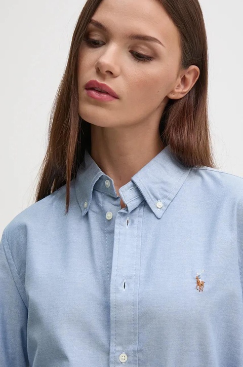 Polo Ralph Lauren koszula damska kolor niebieski regular z kołnierzykiem klasycznym 211941520 - zdjęcie produktu nr 2