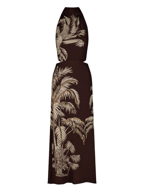 Johanna Ortiz halterneck palm-print maxi dress - Brown - zdjęcie produktu nr 1