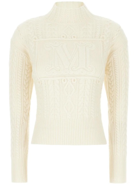 Max Mara monogram-detail cable-knit sweater - White - zdjęcie produktu nr 1