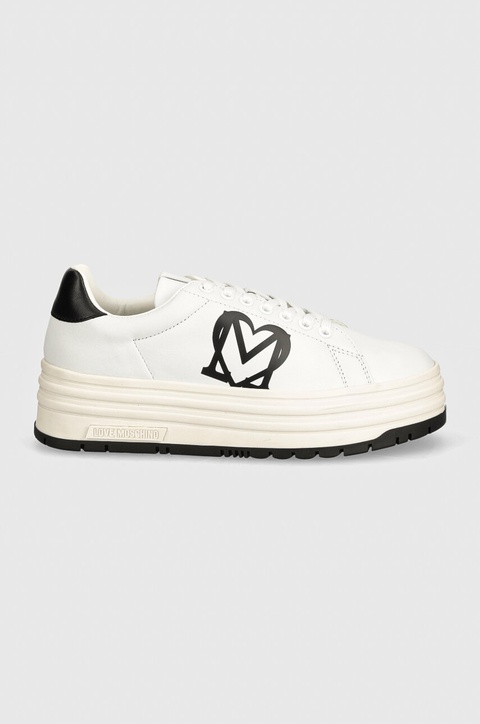 Love Moschino sneakersy skórzane kolor biały JA15096G1LIA110A - zdjęcie produktu nr 2