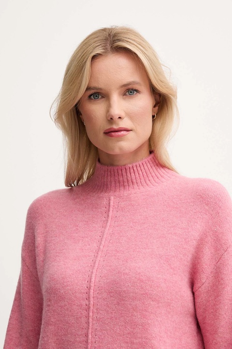 Pepe Jeans sweter z domieszką wełny damski kolor różowy z półgolfem PL7000032 - zdjęcie produktu nr 2