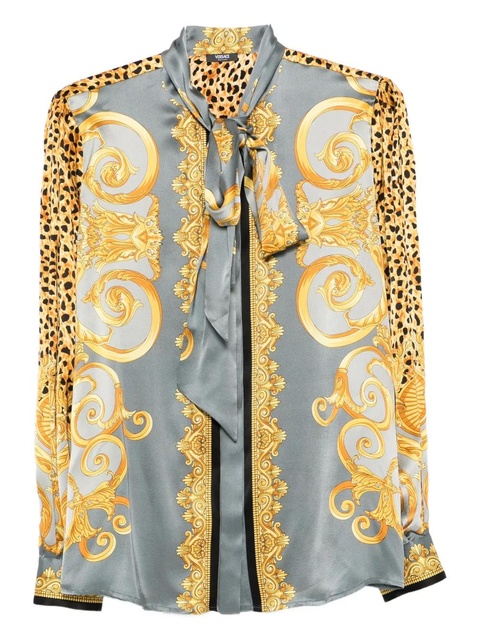 Versace cheetah foulard silk lavallière shirt - Grey - zdjęcie produktu nr 1