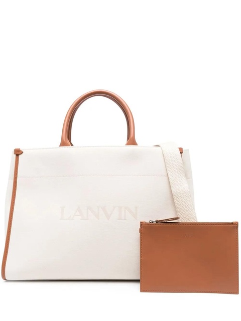 Lanvin logo-print leather tote bag - Neutrals - zdjęcie produktu nr 1