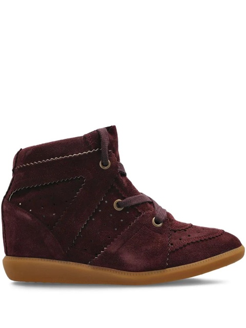 ISABEL MARANT 50mm Bobby lace-up suede wedge sneakers - Red - zdjęcie produktu nr 1