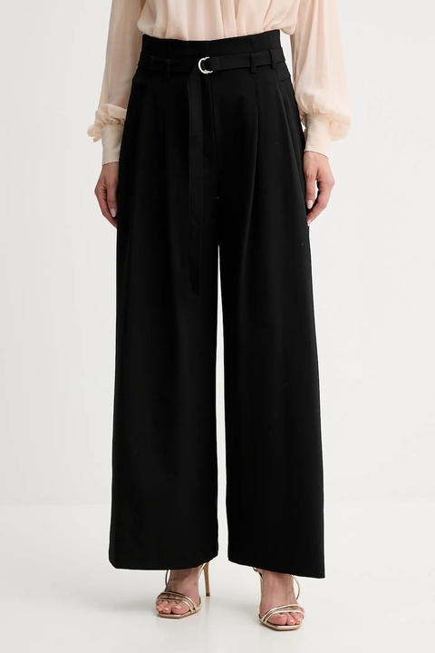 Marella spodnie z wełną damskie kolor czarny szerokie high waist 2523136011200 - zdjęcie produktu nr 1