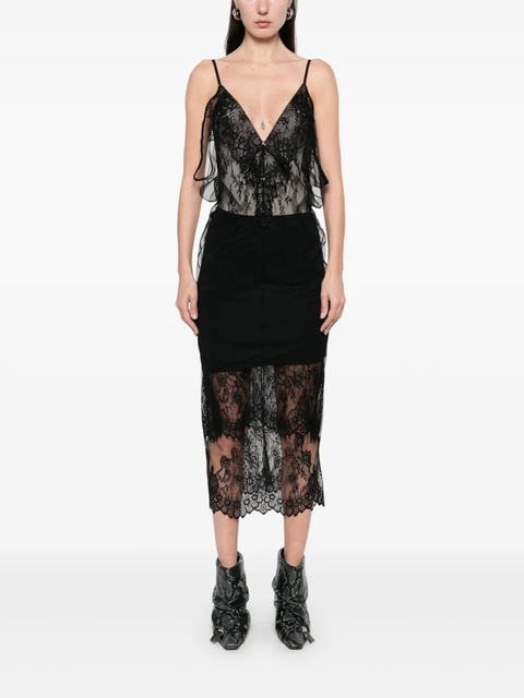 The Attico tulle-overlay midi dress - Black - zdjęcie produktu nr 1