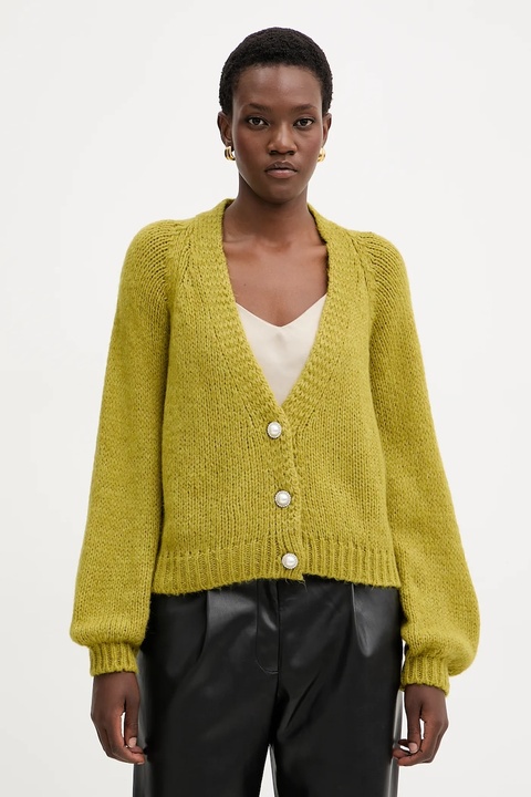 Haveone kardigan z domieszką wełny damski kolor zielony lekki JIT-P021 - zdjęcie produktu nr 1