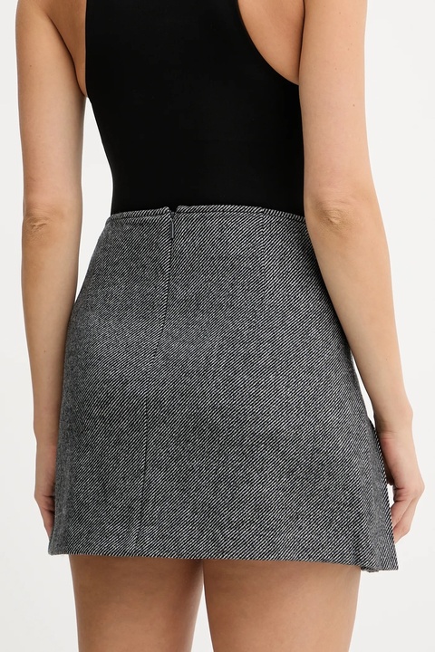 Armani Exchange spódnica z dodatkiem wełny kolor szary mini rozkloszowana XW000694 AF16146 - zdjęcie produktu nr 2