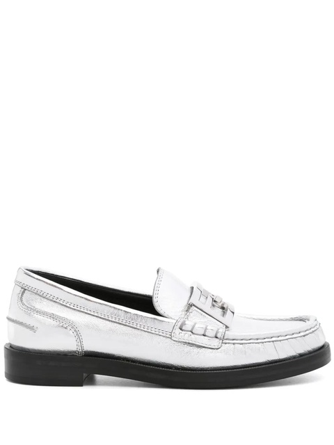 FENDI Baguette metallic leather loafers - Silver - zdjęcie produktu nr 1