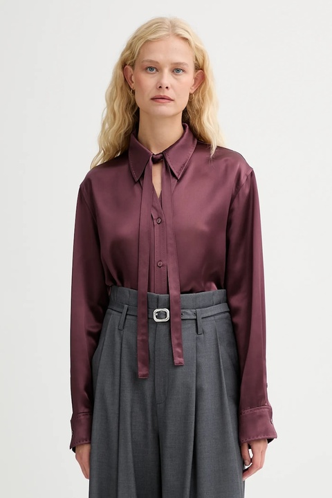 ISABELLE BLANCHE koszula damska kolor bordowy relaxed z kołnierzykiem klasycznym IS25FW-C059-T008 - zdjęcie produktu nr 1
