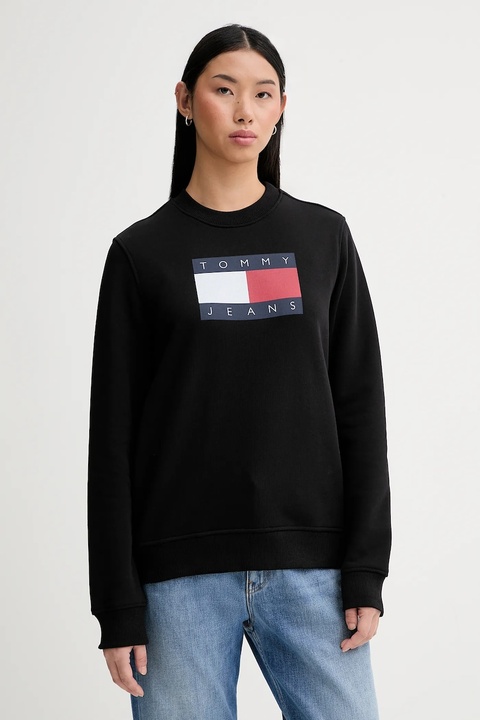 Tommy Jeans bluza bawełniana damska kolor czarny z nadrukiem DW0DW22564 - zdjęcie produktu nr 1