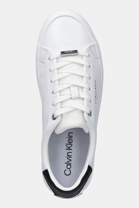 Calvin Klein sneakersy skórzane VULC LACE UP LTH/MOIRE BT damskie kolor biały HW0HW02747 - zdjęcie produktu nr 1