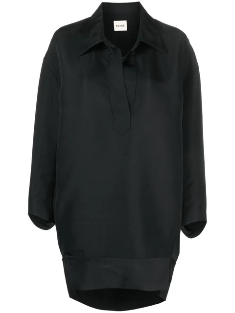 KHAITE The Kal faille mini shirtdress - Black - zdjęcie produktu nr 1