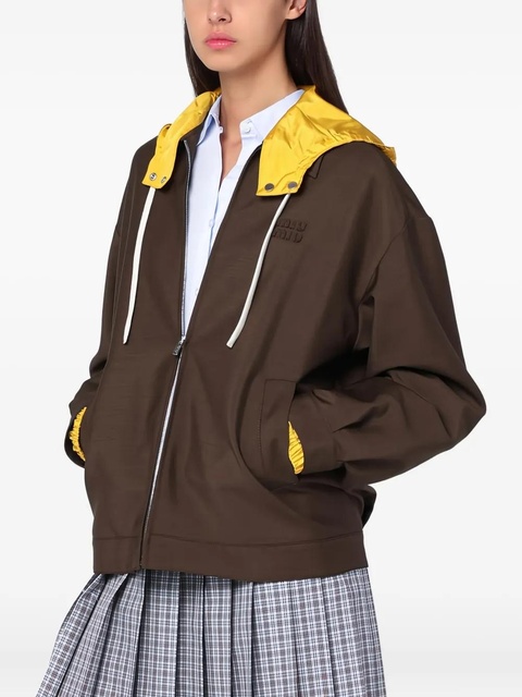 Miu Miu two-tone hooded jacket - Brown - zdjęcie produktu nr 2