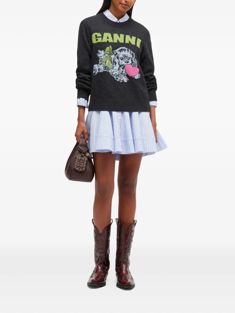 GANNI Puppy-logo crew-neck sweater - Grey - zdjęcie produktu nr 1