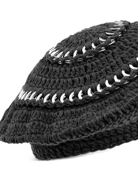 GANNI chain-embellished knitted beret - Black - zdjęcie produktu nr 2