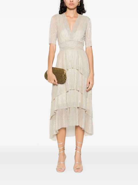 Maje metallic ruffled midi dress - Neutrals - zdjęcie produktu nr 2