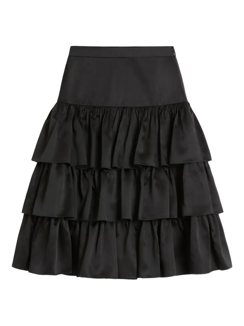 Valentino Garavani ruffled satin skirt - Black - zdjęcie produktu nr 1