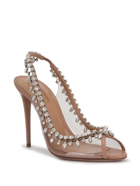 Aquazzura 110mm Temptation crystal-embellished pumps - Neutrals - zdjęcie produktu nr 1