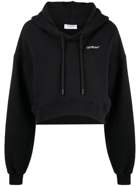 Off-White logo-print cropped hoodie - Black - zdjęcie produktu nr 1