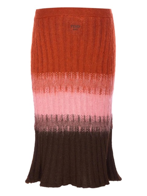 FENDI knitted embroidered midi skirt - Orange - zdjęcie produktu nr 2