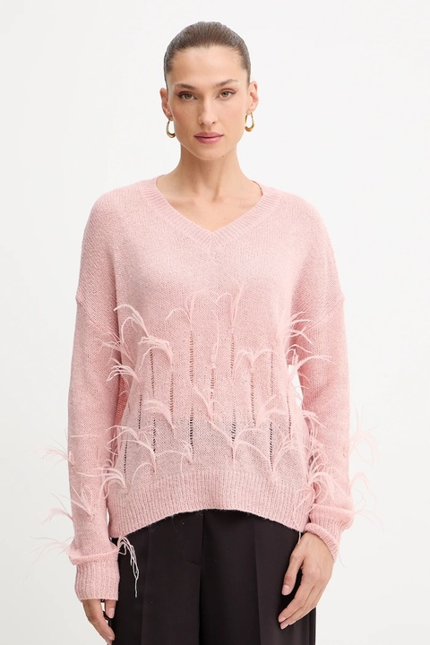 Fracomina sweter z domieszką wełny damski kolor różowy lekki FS25WT7011K50501 - zdjęcie produktu nr 1