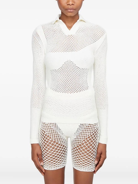 Isa Boulder open-knit V-neck sweater - White - zdjęcie produktu nr 1