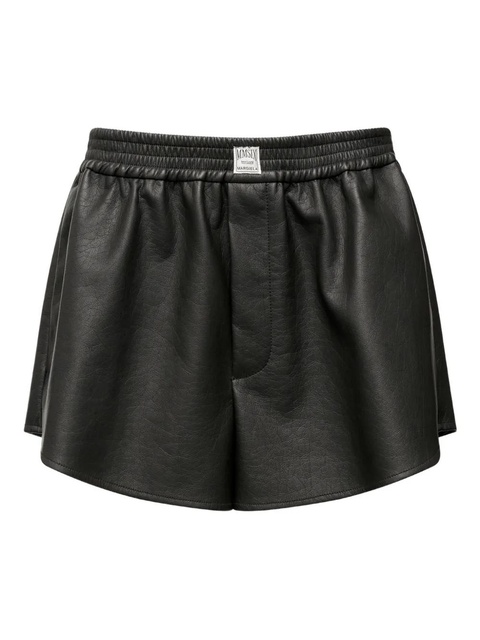 MM6 Maison Margiela elasticated-waist faux-leather shorts - Black - zdjęcie produktu nr 1