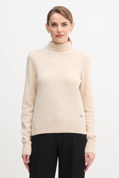 Colmar sweter z dodatkiem wełny damski kolor beżowy lekki z golfem 4300.3ZQ - zdjęcie produktu nr 1
