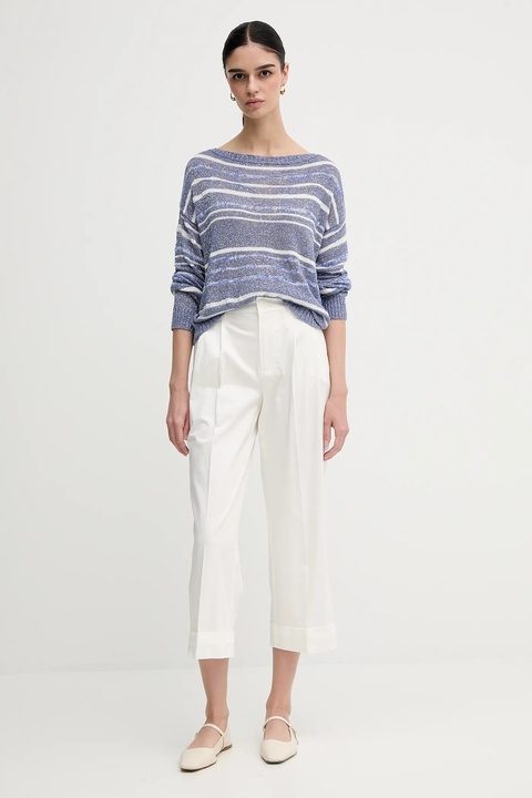 Pedro del Hierro spodnie damskie kolor beżowy proste high waist 7609767 - zdjęcie produktu nr 2
