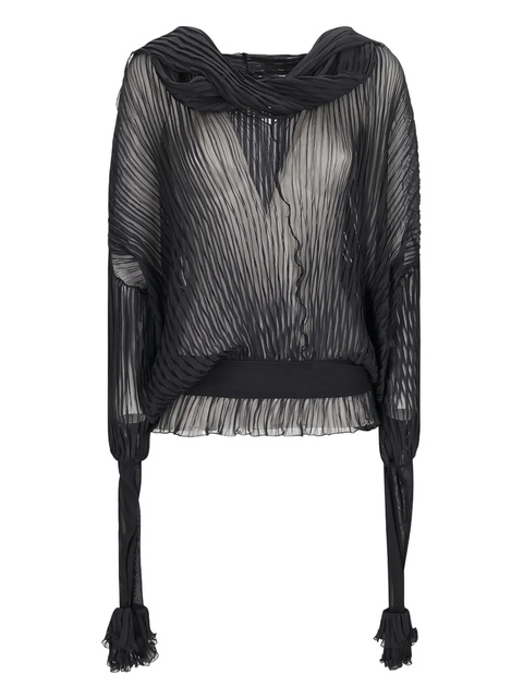Blumarine pleated ruffled blouse - Black - zdjęcie produktu nr 1