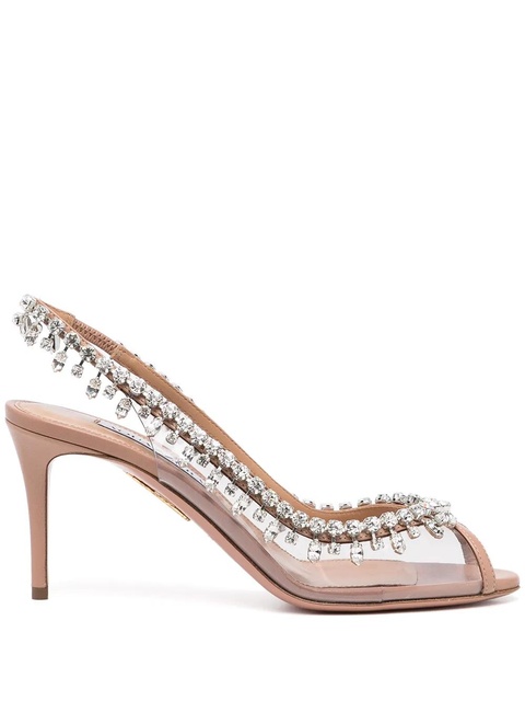 Aquazzura Temptation Crystal 75mm slingback pumps - White - zdjęcie produktu nr 1