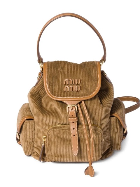 Miu Miu medium corduroy cotton backpack - Brown - zdjęcie produktu nr 1