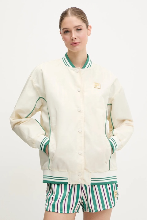Fila kurtka bomber Leme kolor beżowy przejściowa oversize FAW0999 - zdjęcie produktu nr 1