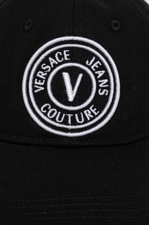 Versace Jeans Couture czapka z daszkiem bawełniana damska kolor czarny z aplikacją 78HAZK26 ZG366 - zdjęcie produktu nr 2