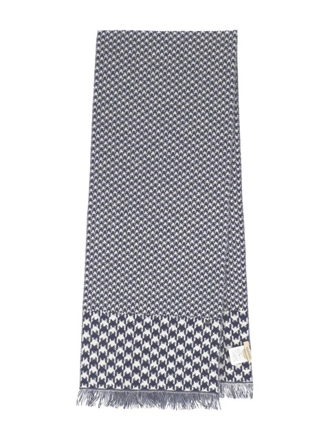 Valentino Garavani houndstooth-pattern fringed-edges scarf - Blue - zdjęcie produktu nr 2