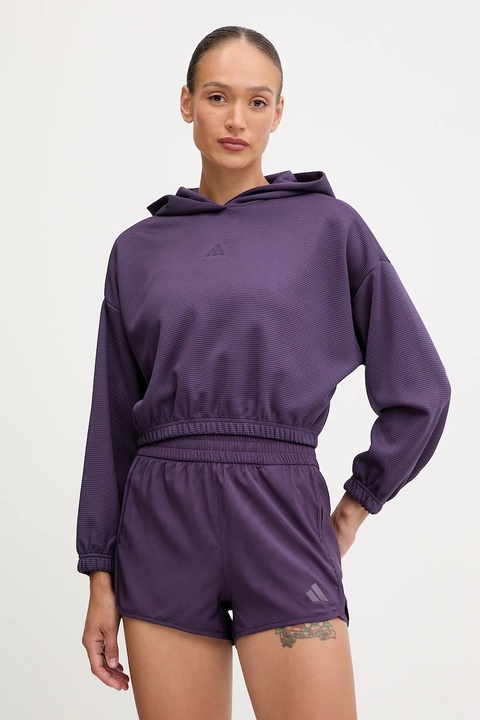 adidas Performance bluza treningowa Cover-up damska kolor fioletowy z kapturem gładka JY2667 - zdjęcie produktu nr 1