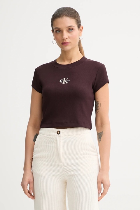 Calvin Klein Jeans t-shirt damski kolor brązowy LV047AB802 - zdjęcie produktu nr 1