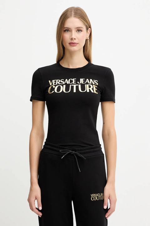 Versace Jeans Couture t-shirt damski kolor czarny 79HAHT02 CJ03T - zdjęcie produktu nr 1