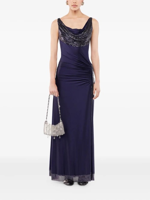 Rabanne cowl-neck sequin-detail dress - Blue - zdjęcie produktu nr 2