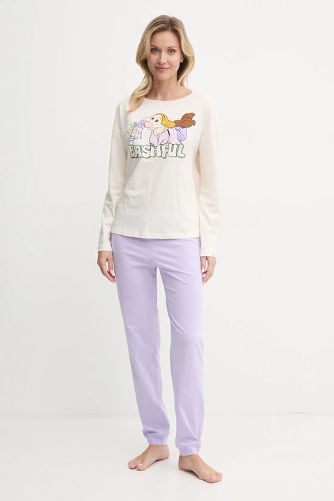 United Colors of Benetton piżama bawełniana x DISNEY damska kolor beżowy bawełniana 3VD03P03E - zdjęcie produktu nr 1