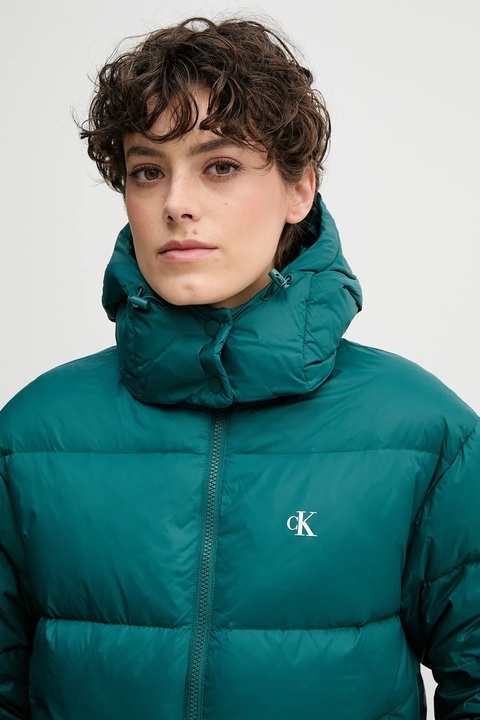 Calvin Klein Jeans kurtka puchowa kolor turkusowy zimowa oversize LV047D501G - zdjęcie produktu nr 2
