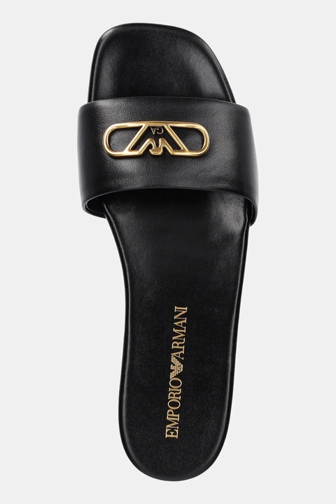 Emporio Armani klapki skórzane damskie kolor czarny X3P846 XF271 00002 - zdjęcie produktu nr 2