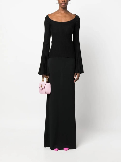 Blumarine fluted-sleeve knitted top - Black - zdjęcie produktu nr 1