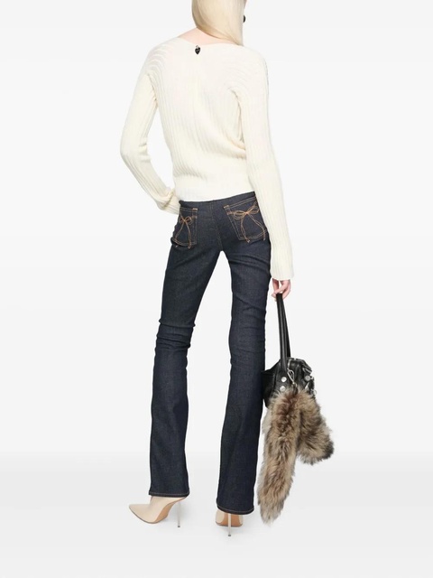 Acne Studios bow-detail flared trousers - Blue - zdjęcie produktu nr 2