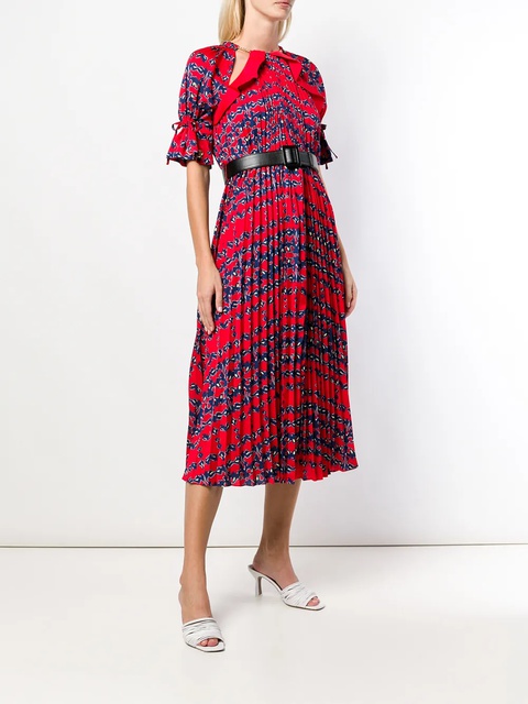 Self-Portrait pleated short-sleeve flared dress - zdjęcie produktu nr 2