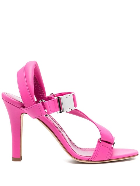 Manolo Blahnik military-buckle 95mm leather sandals - Pink - zdjęcie produktu nr 1