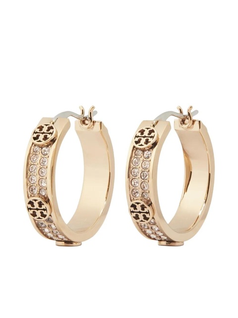 Tory Burch pavé hoop earrings - Gold - zdjęcie produktu nr 2