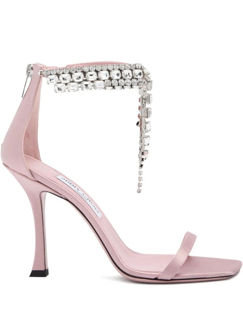 Jimmy Choo 100mm Verity Strass satin sandals - Pink - zdjęcie produktu nr 1